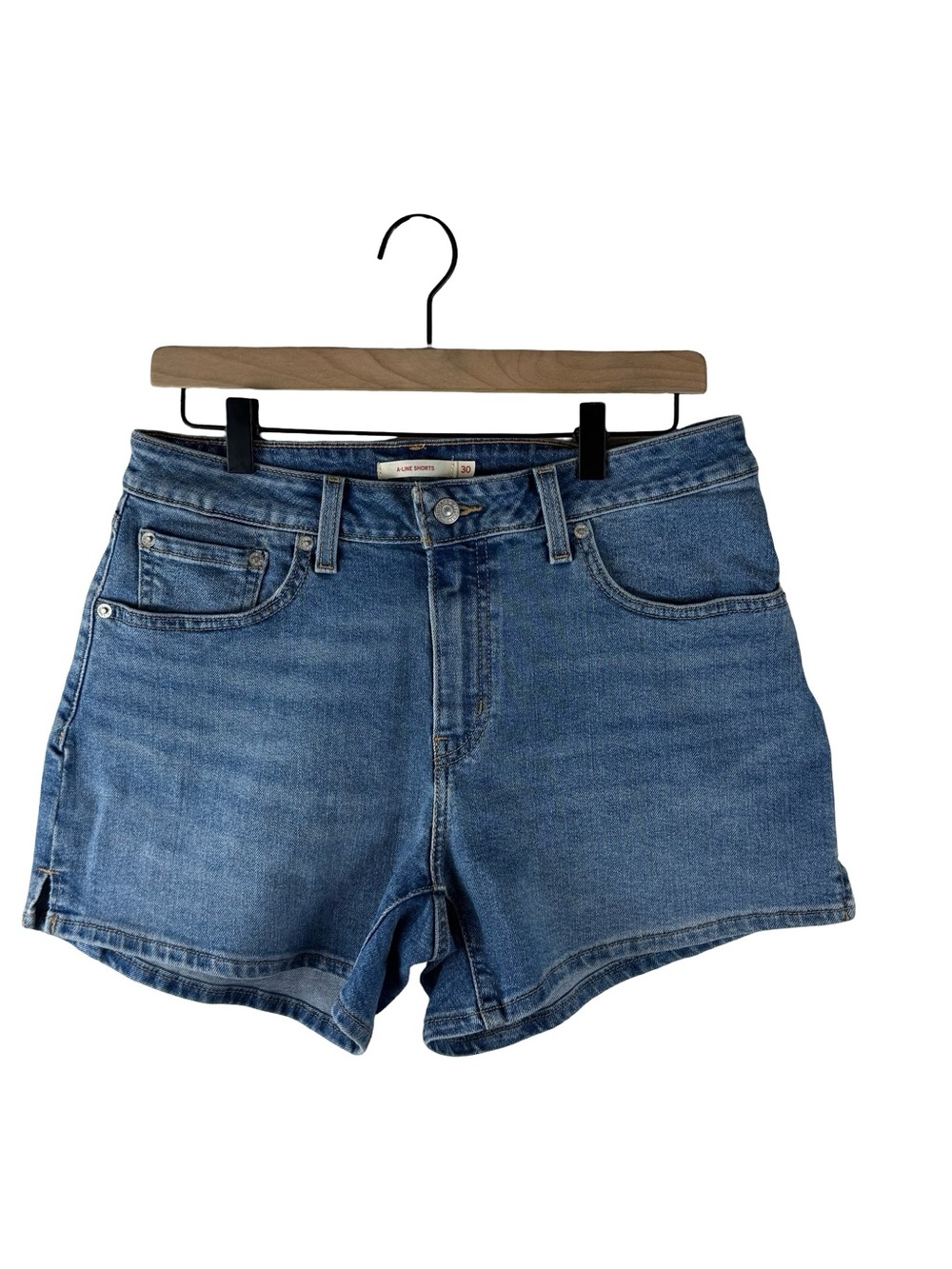 Levis A-Line Shorts Womens 30 High Rise Denim Jean Shorts Blue Summer mom